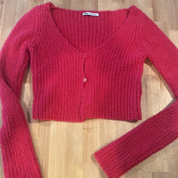 EUC ZARA PINK CROPPED CARDIGAN, size small - Picture 3 of 5